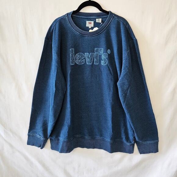 Levi's Men's Blue Crewneck Sweatshirt Retro Indigo XXL - Picture 1 of 8